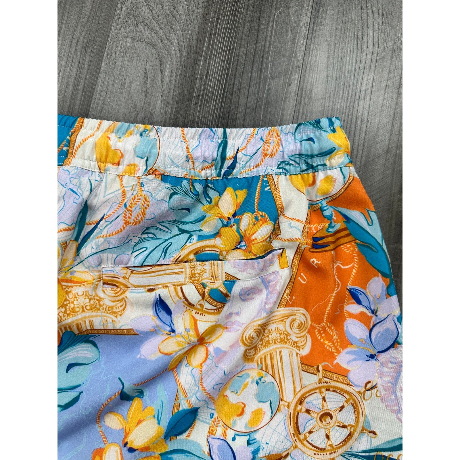 Robert Graham Floral Gold Treasure Swim Trunks — Size XL