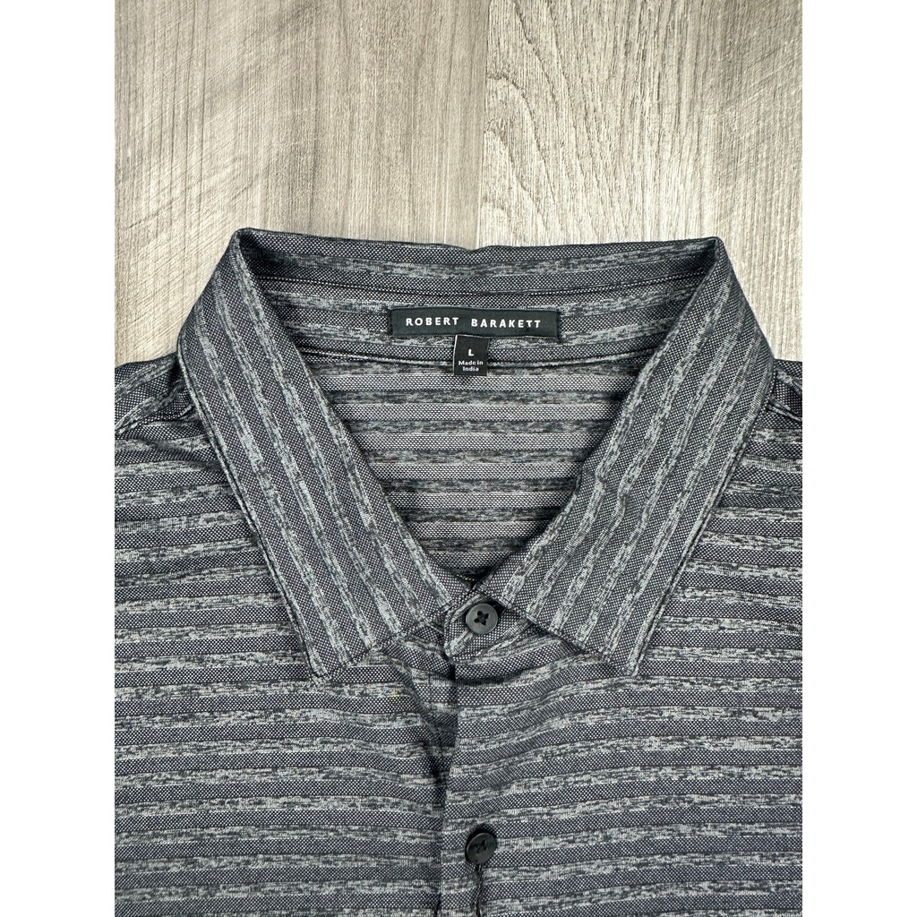 Robert Barakett Ranger Short Sleeve Knit Shirt in Black, Gray — Size Large