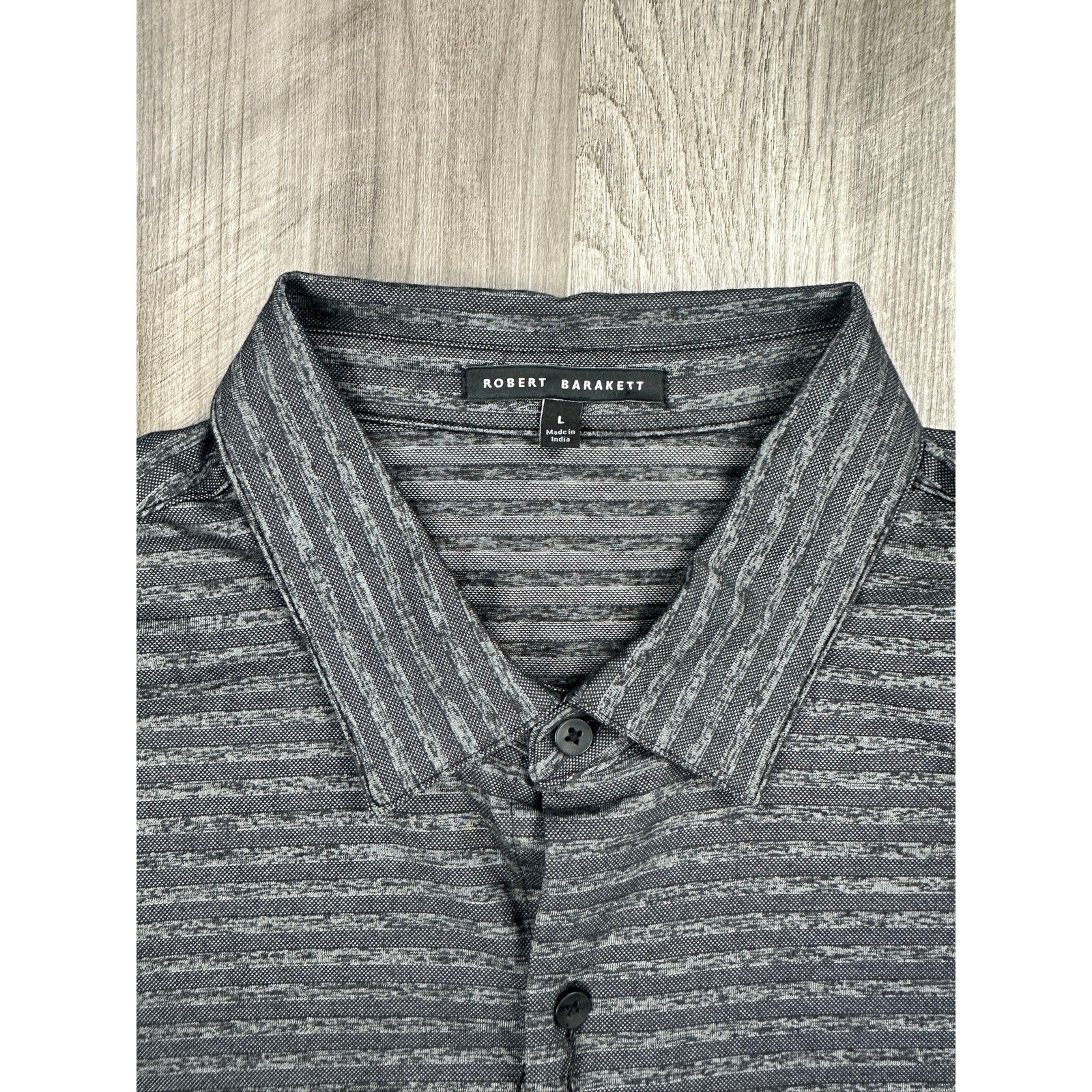 Robert Barakett Ranger Short Sleeve Knit Shirt in Black, Gray — Size Large