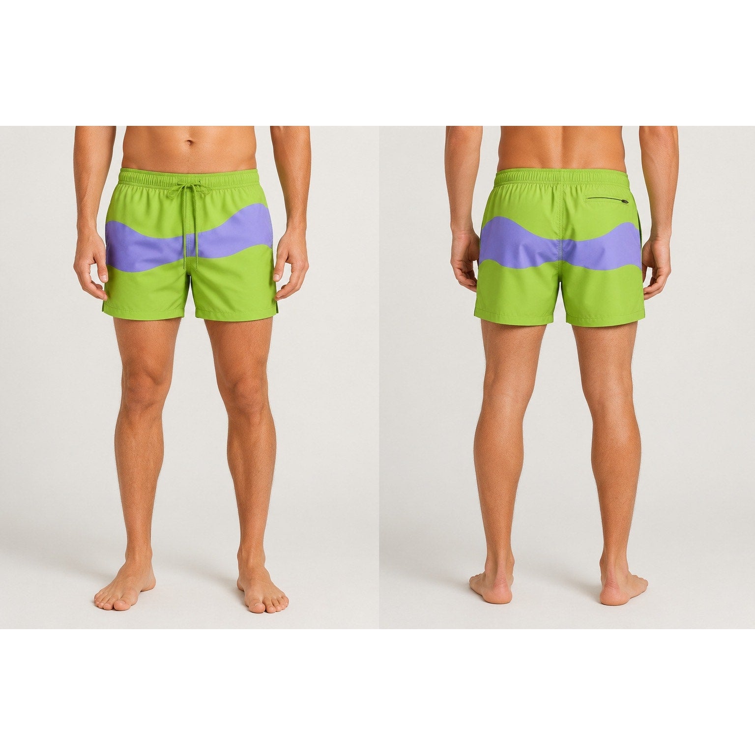 Bear Bottom Current 5.5" Stretch Swim Trunk in Green and Purple — Size 2XL // Preowned