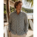 Knot Standard Linen Tropical Long Sleeve Shirt in Gray with Bananas, Pineapples, Coconuts, Palm Trees — Size 2XL // Preowned
