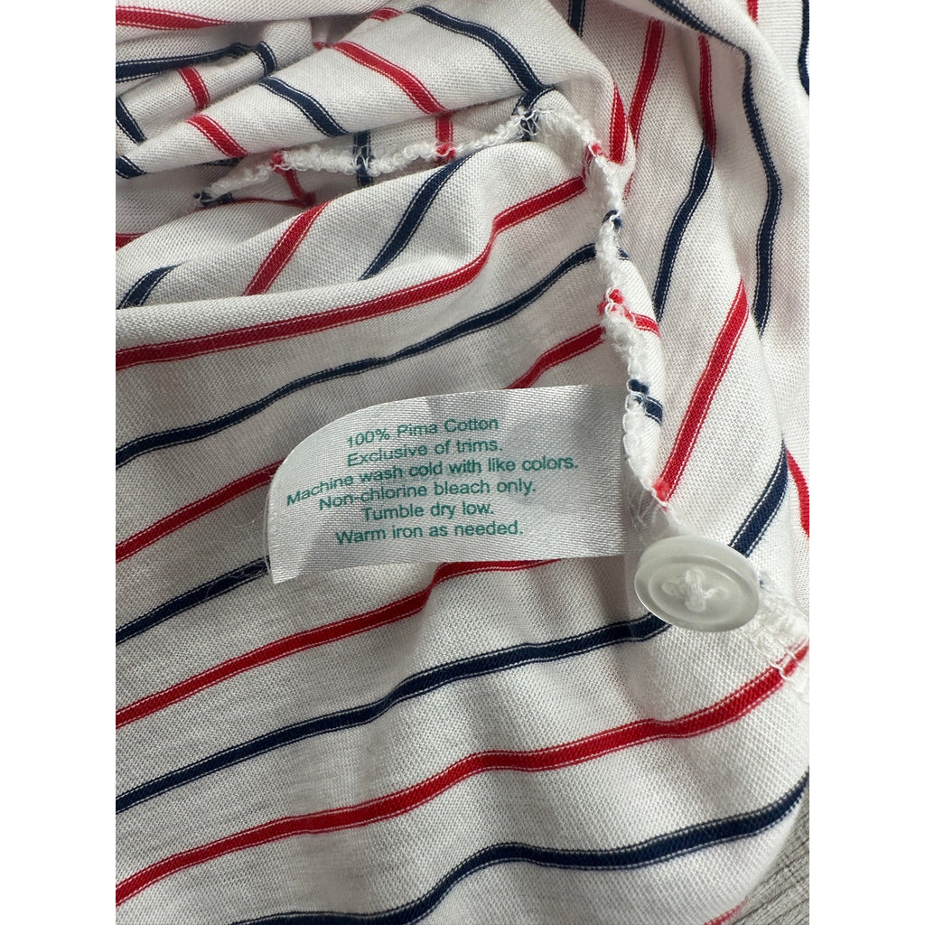 Criquet Classic Players Shirt Striped Polo White Red Navy Pima Cotton — Size XL
