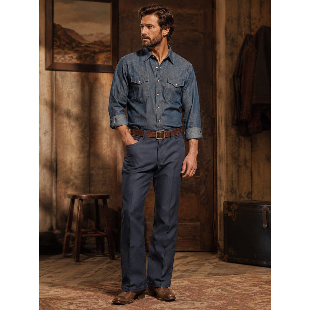 Wrangler Wrancher Dress Jean in Midnight Navy Bootcut — 48x32