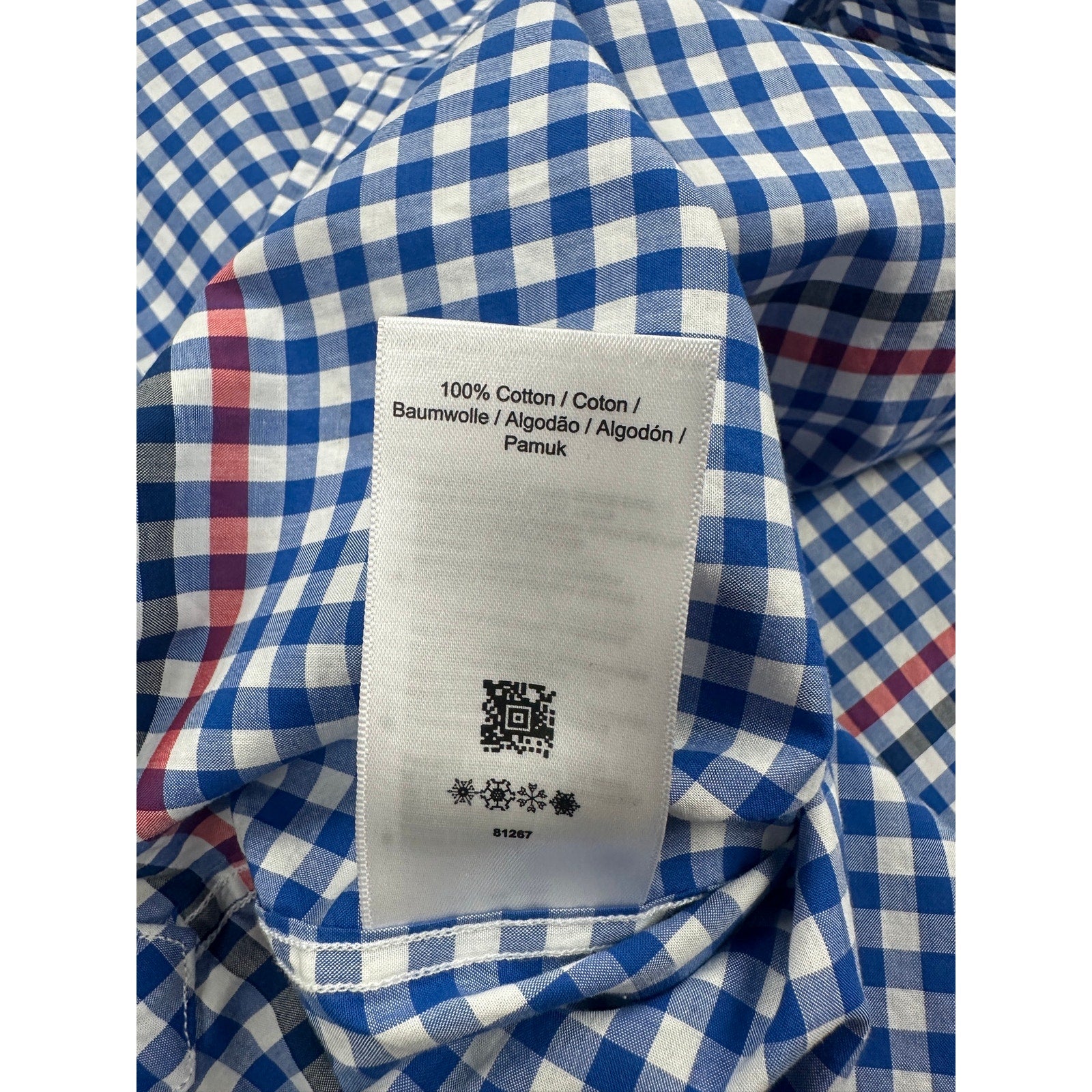 Fred Perry Gingham Short Sleeve Button Down in Blue Red White — Size XL // Preowned