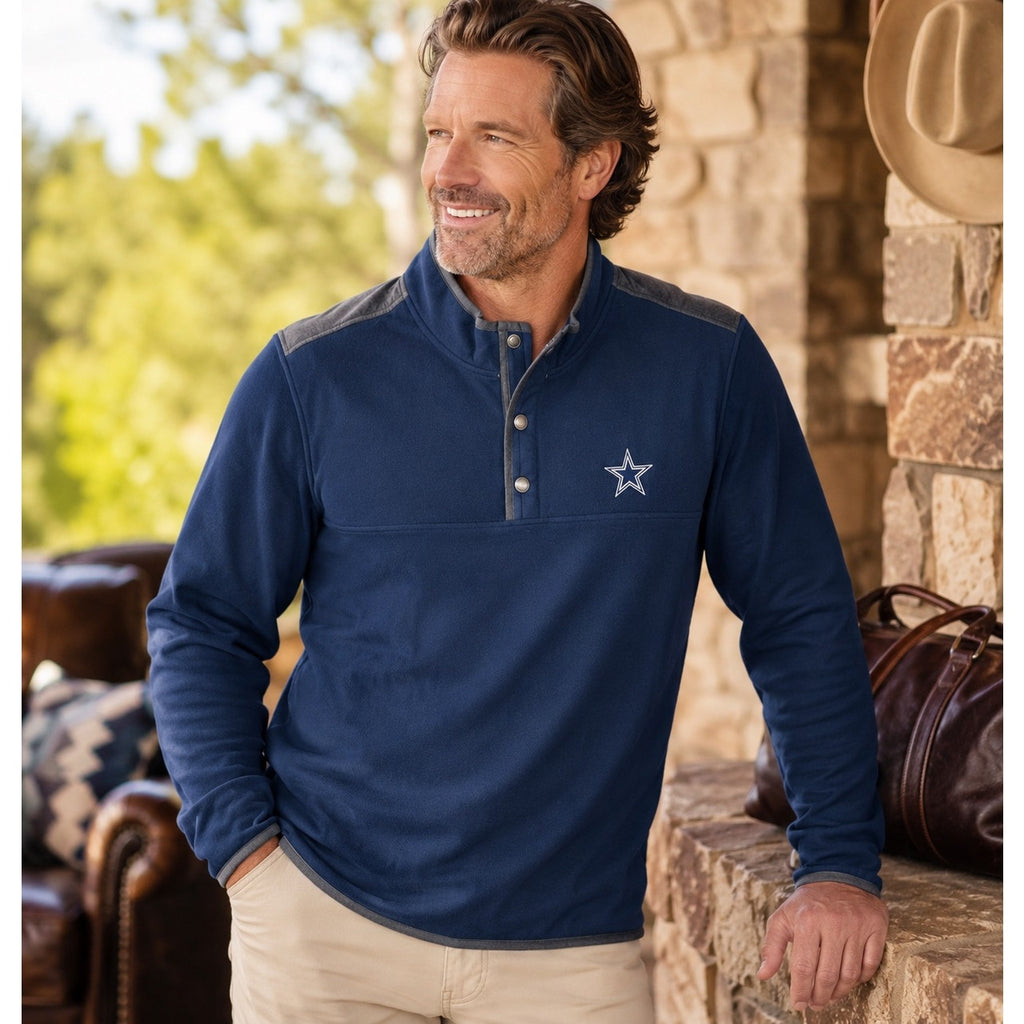 Dallas Cowboys Tommy Bahama Field Runner Half Snap Mock Neck Sweatshirt - 3XL