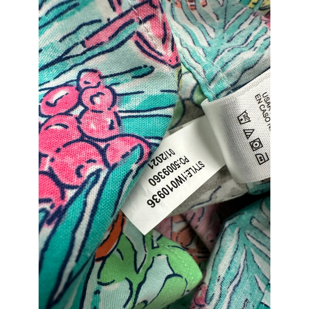 Vineyard Vines Tropical Classic Fit Short Sleeve Murray Shirt in Green, Pink, Blue, Yellow, Orange, Brown, White — Size XL // Preowned