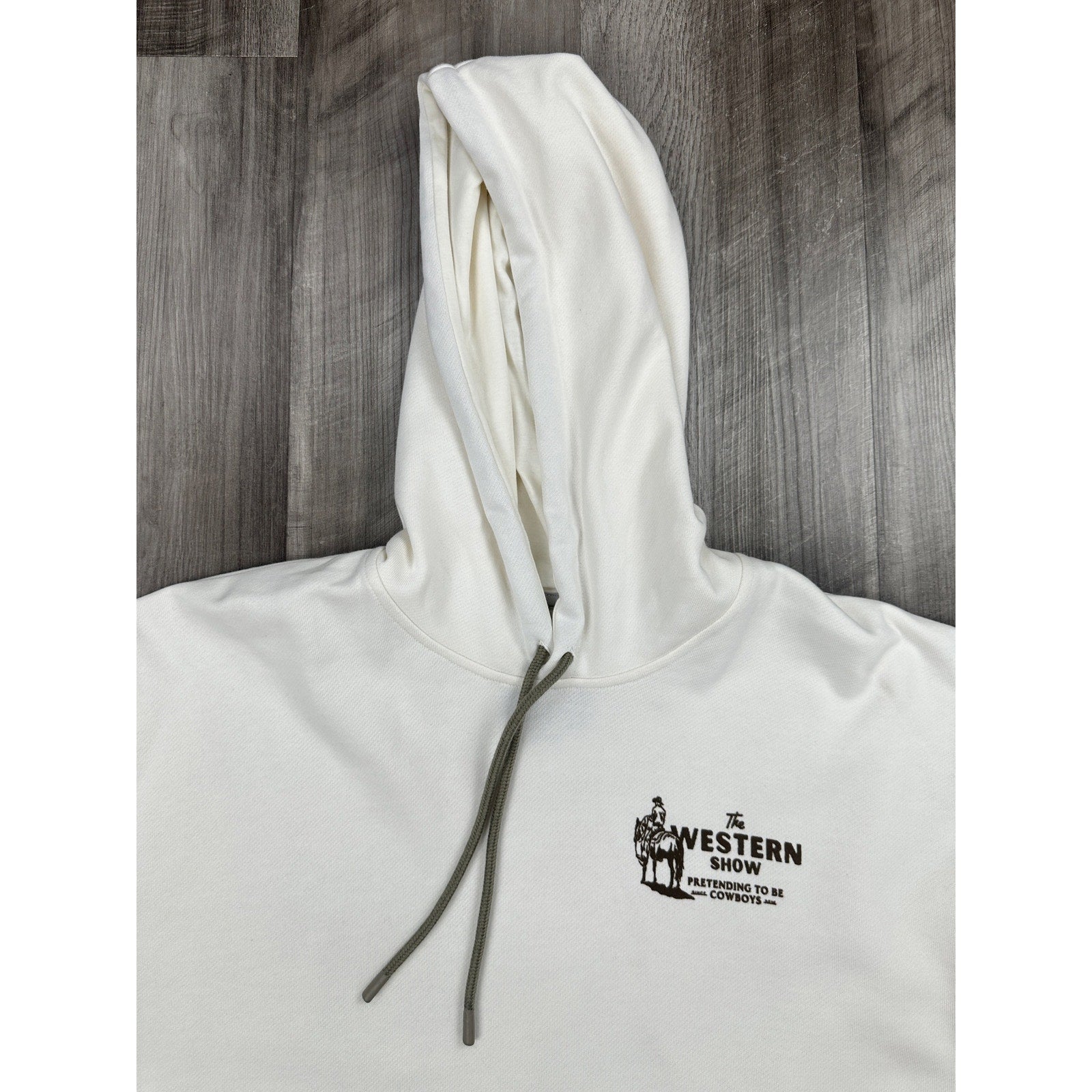 Sendero Provisions The Western Show Pretending to Be Cowboys Hoodie in Vintage White — Size Small // Preowned