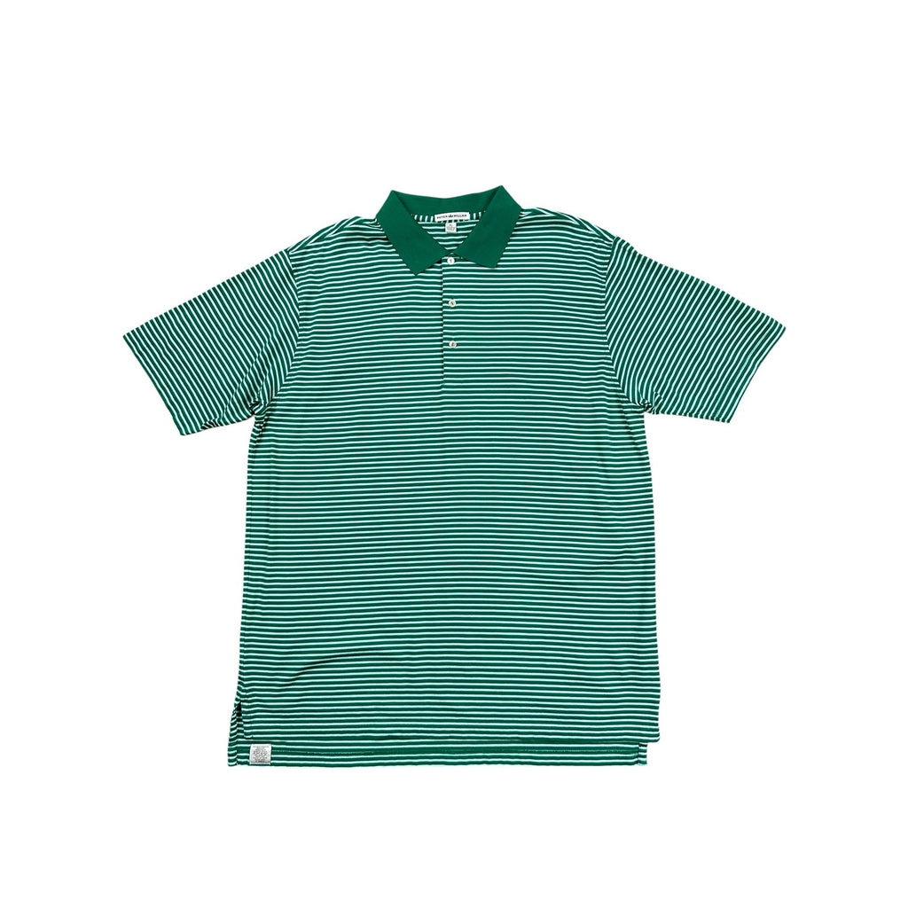 Peter Millar Andrews Stripe Mercerized Cotton Polo in Green Light Green — Size XL // Preowned