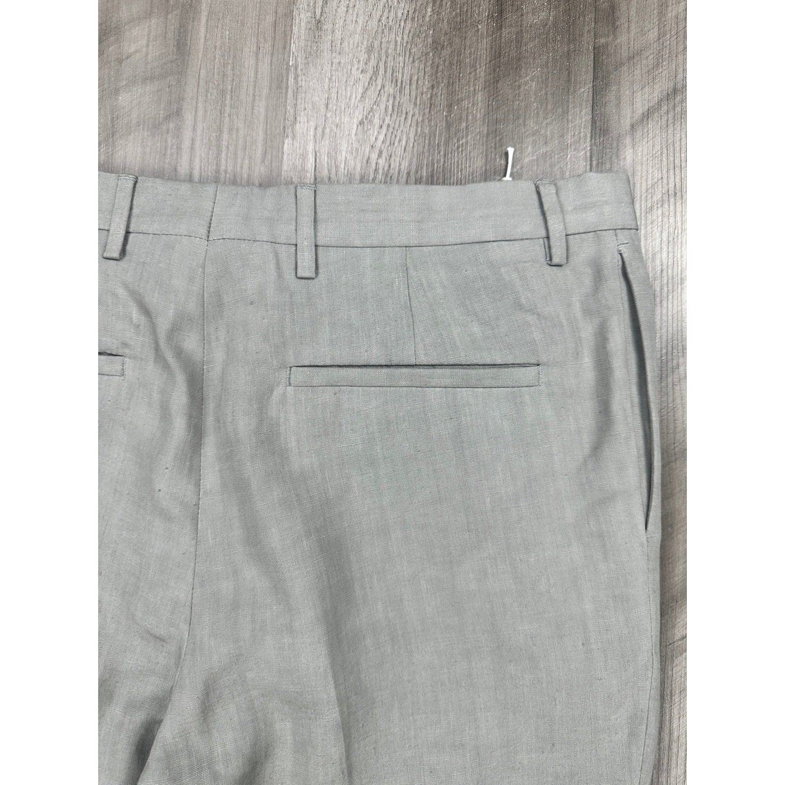 COS Linen Tailored Fit Trousers in Light Grey Melange — Size 32R