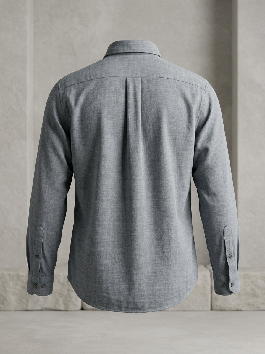 Vince Double Face Cotton Classic Fit Button-Down in Heather Blue — Medium
