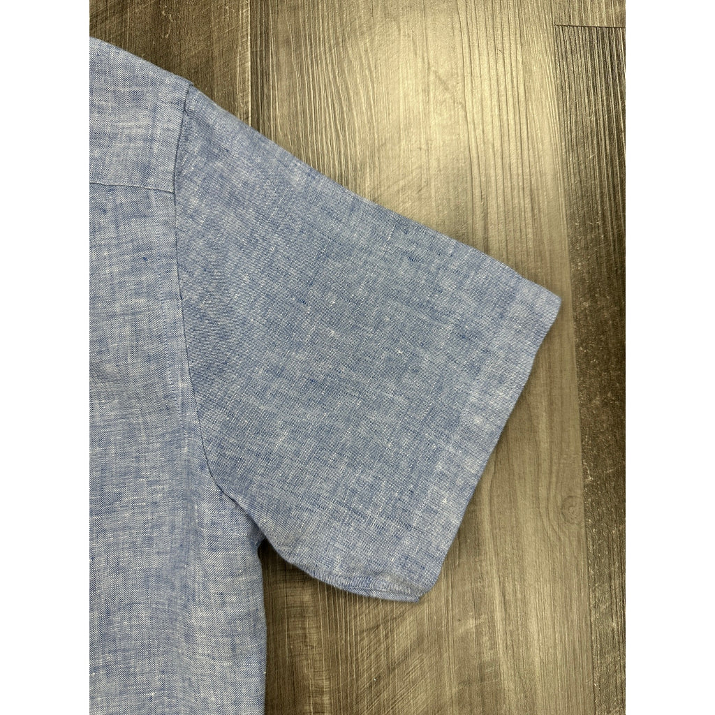 UNTUCKit Valente Linen Short Sleeve Button Down in Blue — Size Medium // Preowned