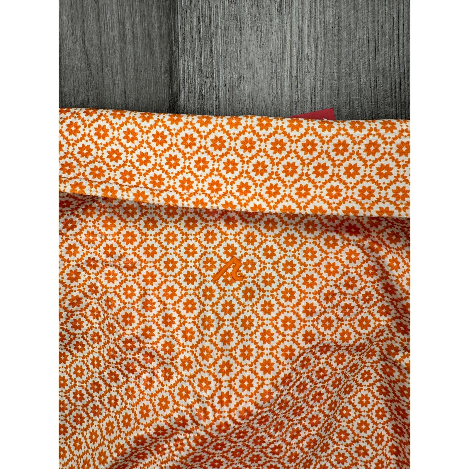 Redvanly Harrow Floral Golf Polo in Tangelo Orange, White — Size XL