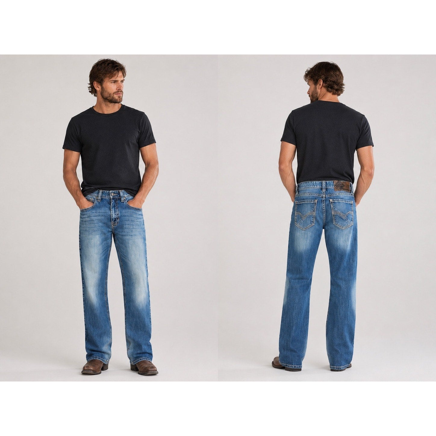 Rock & Roll Denim Double Barrel Relaxed Straight Leg Jean in Blue — Size 29x32 // Preowned