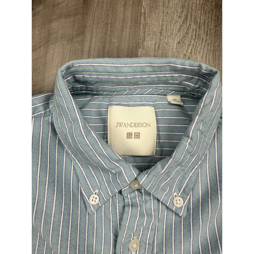 JW Anderson x UNIQLO Striped Oxford Oversized Long Sleeve Shirt in Blue, Green, White — Size XS // Preowned