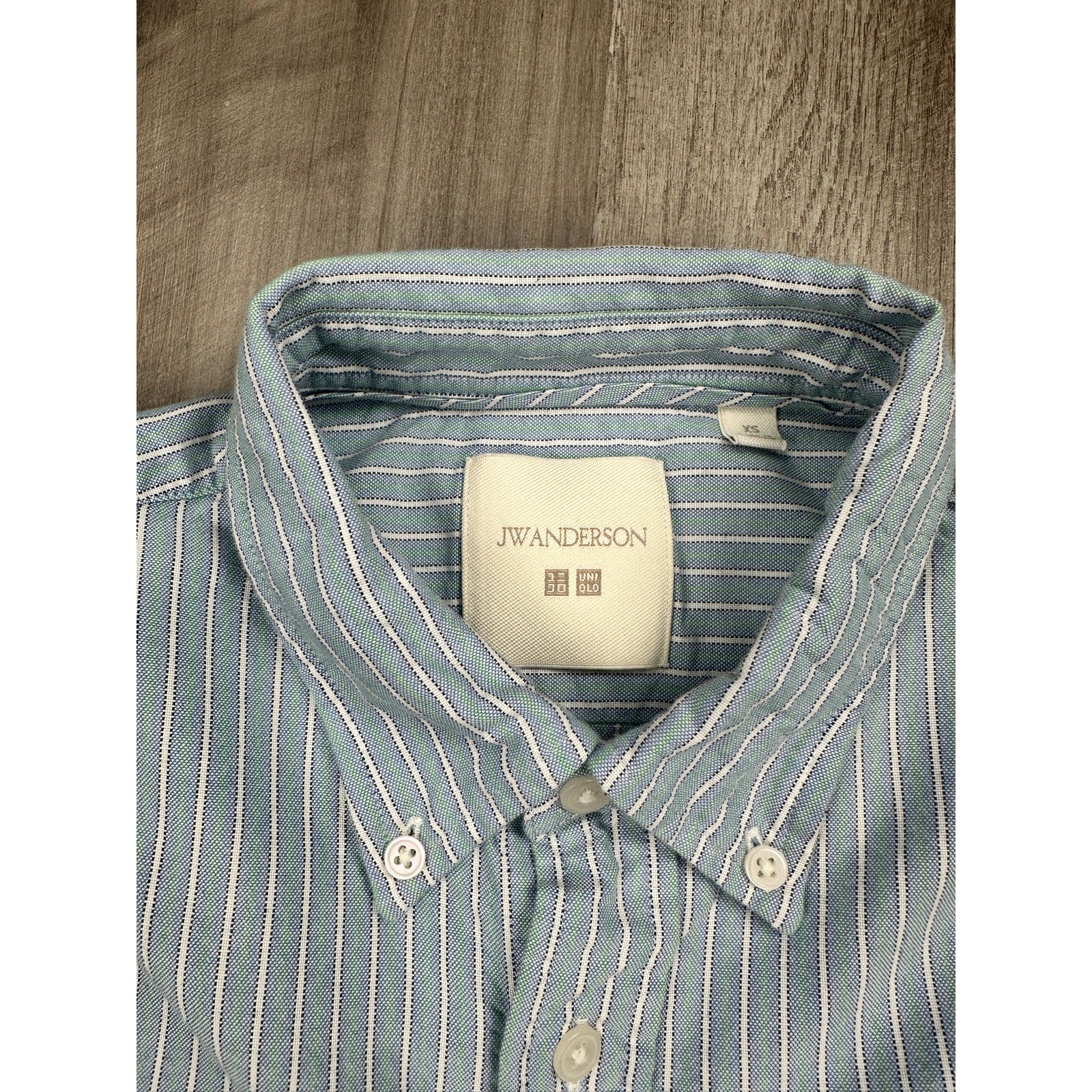 JW Anderson x UNIQLO Striped Oxford Oversized Long Sleeve Shirt in Blue, Green, White — Size XS // Preowned