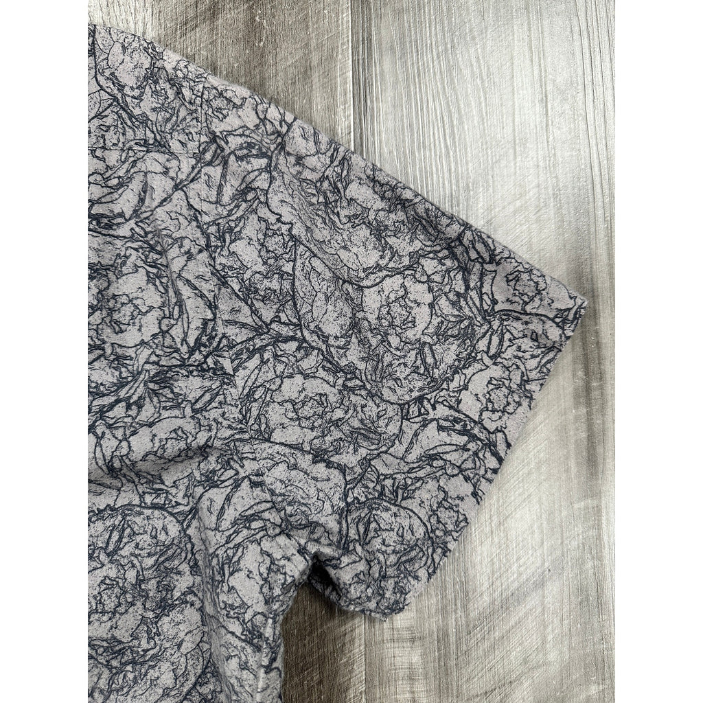 Theory Zack PS Ranunculus Print Short Sleeve Shirt in Light Brown and Black — Size XL // Preowned