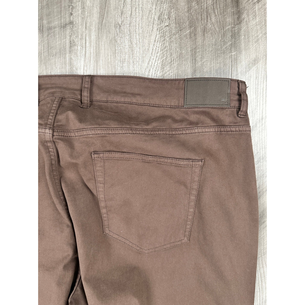 Peter Millar Signature Sateen 5 Pocket Chino Pants in French Press Brown — Size 44x30