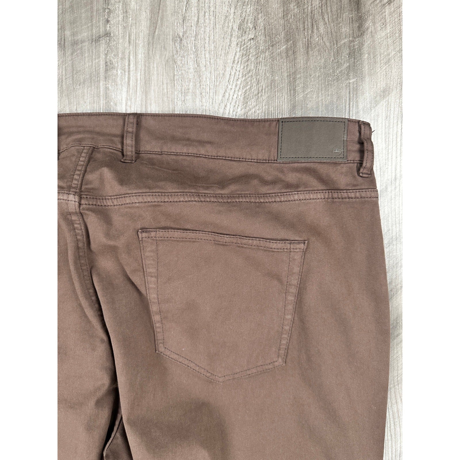 Peter Millar Signature Sateen 5 Pocket Chino Pants in French Press Brown — Size 44x30