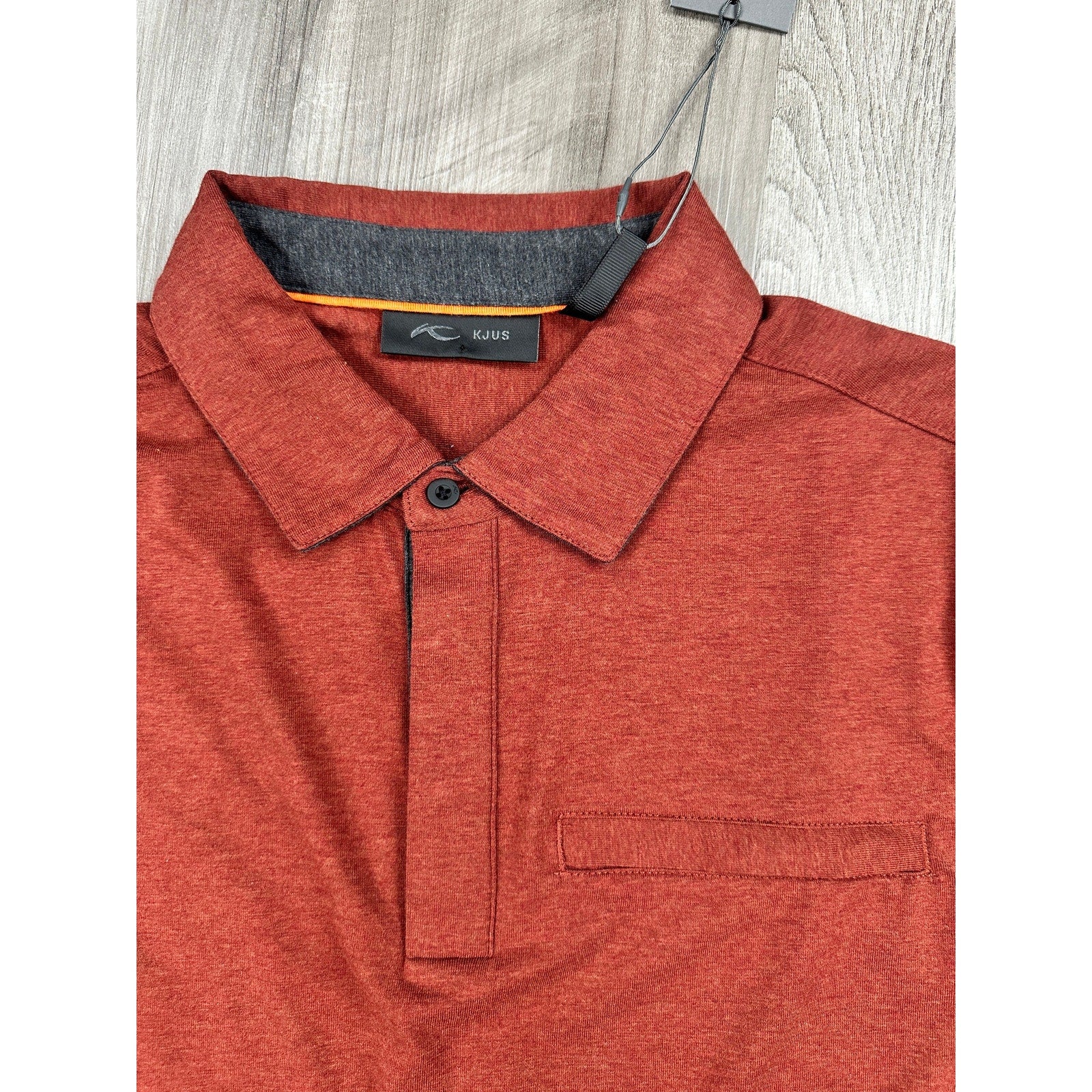 KJUS Inverness Tech Long Sleeve Polo in Cedar Red — Size 52 (Large)