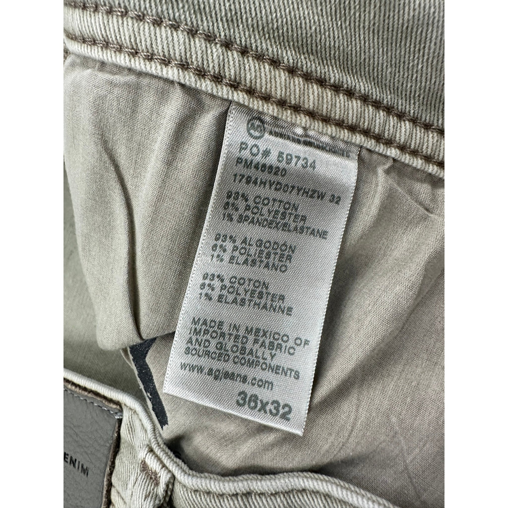AG Adriano Goldschmied Denim Everett Slim Straight Jean in Beige Khaki — Size 36x32 // Preowned
