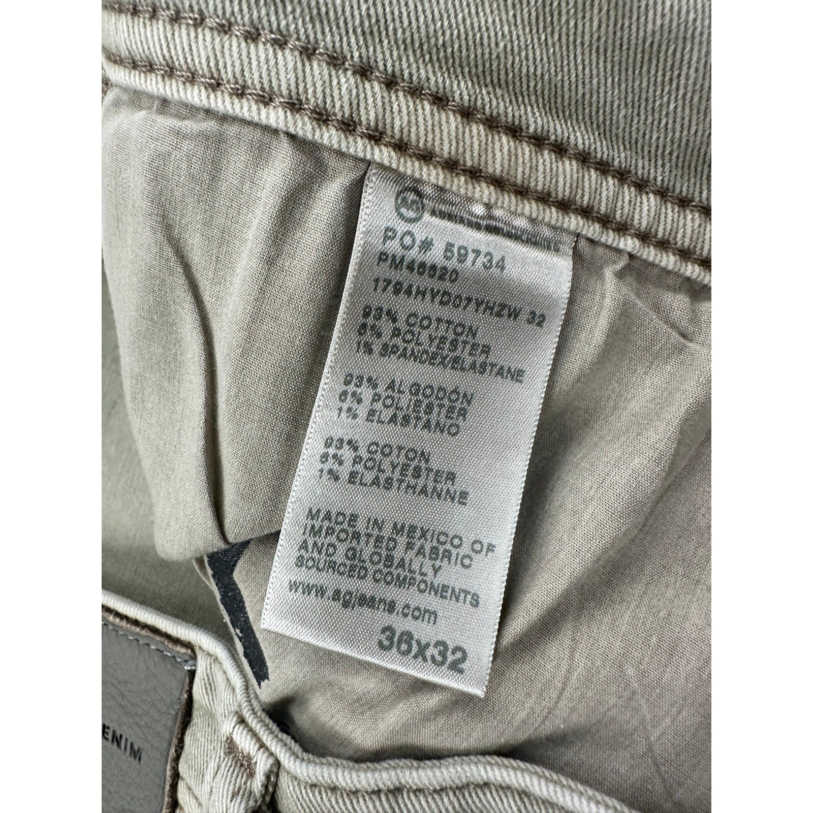 AG Adriano Goldschmied Denim Everett Slim Straight Jean in Beige Khaki — Size 36x32 // Preowned