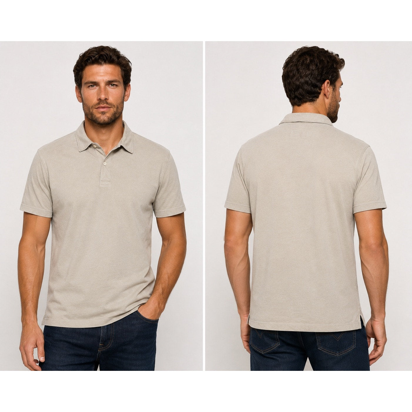 Buck Mason Sueded Cotton Jersey Polo in Warm Taupe — Size Medium // Preowned