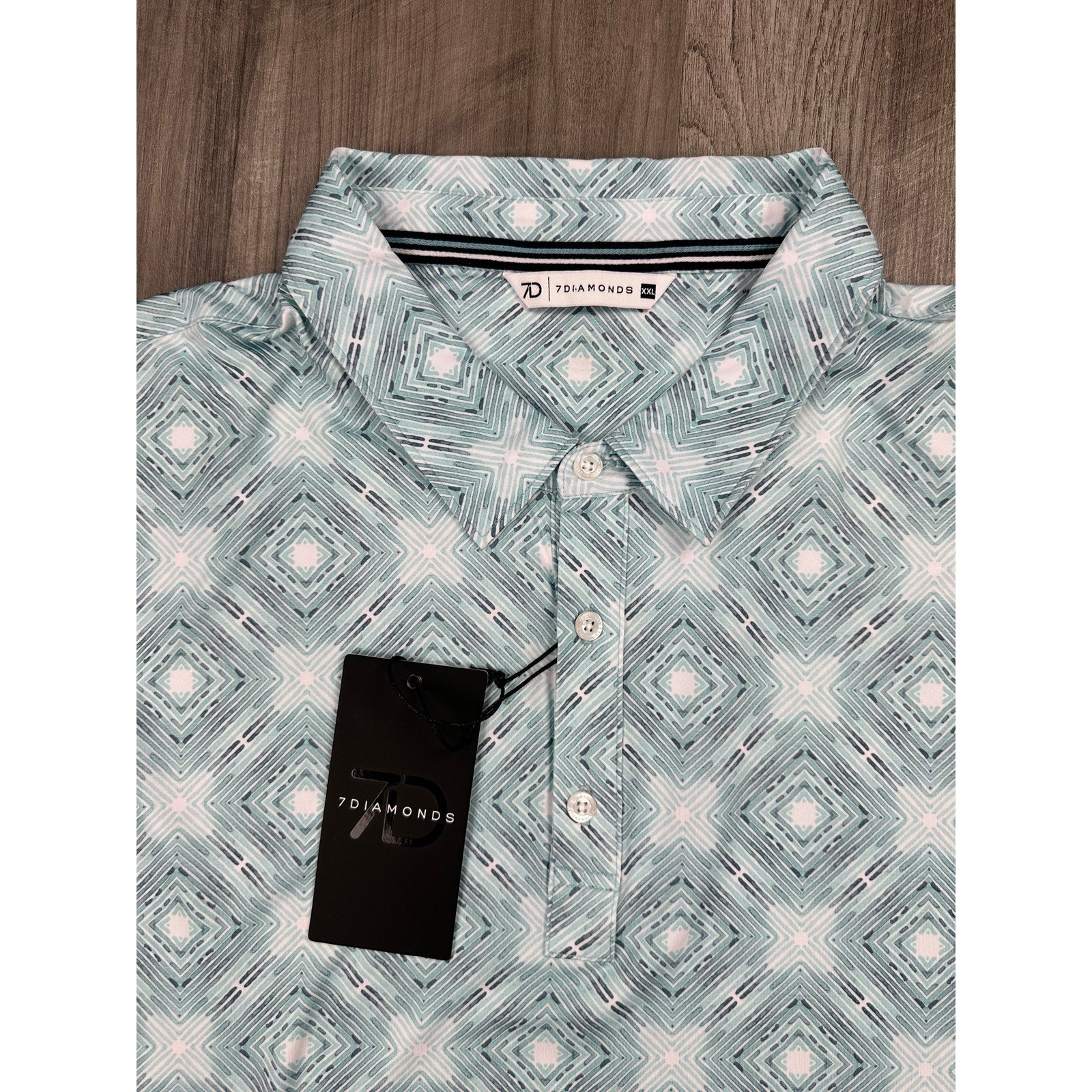 7 Diamonds Polaris 4 Way Stretch Performance Jersey Polo in Seafoam Green — Size 2XL