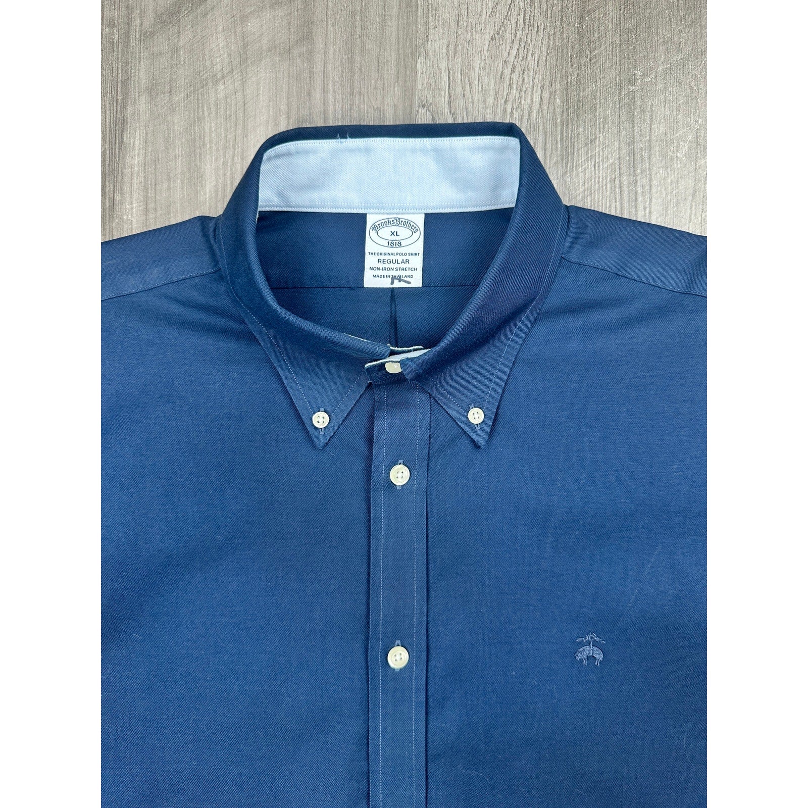 Brooks Brothers Non-Iron Stretch Oxford Cotton Regular Fit Sport Shirt in Navy — Size XL // Preowned