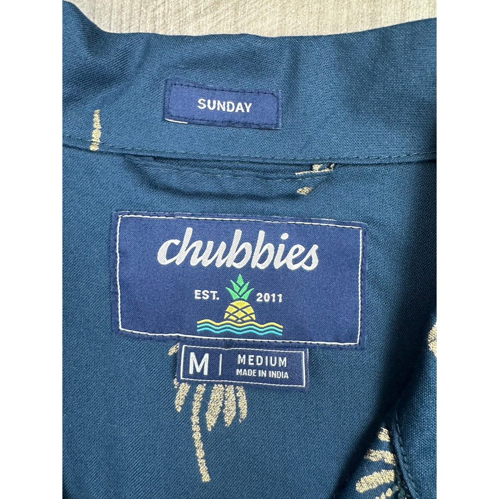 Chubbies The Gold Palm Rayon Sunday Short Sleeve Button Down Shirt — Size Medium