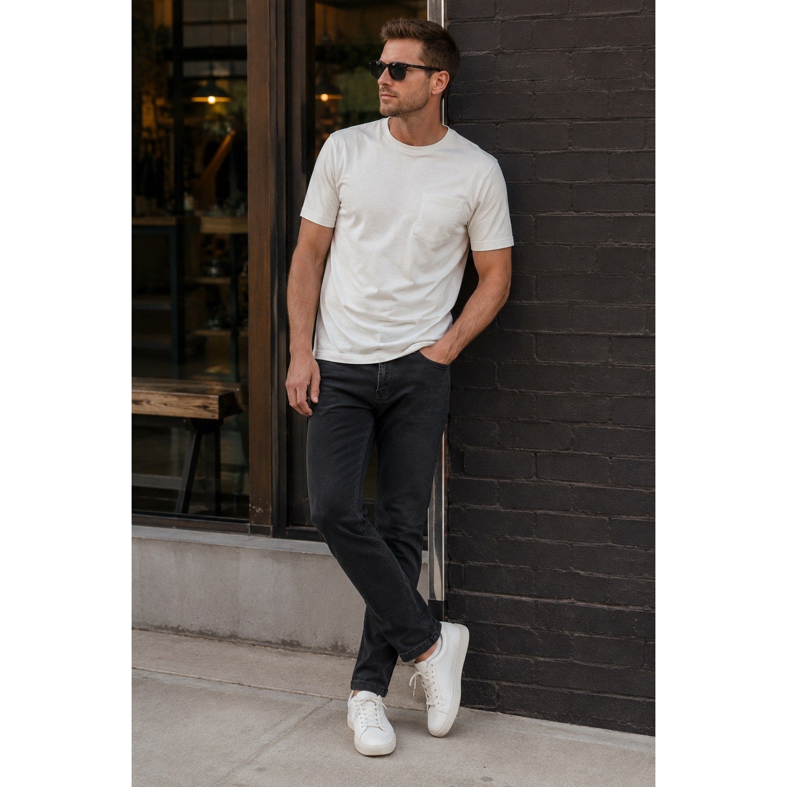 Mugsy Squid Ink Slim Tapered Stretch Jeans in Black — Size 34x32 // Preowned