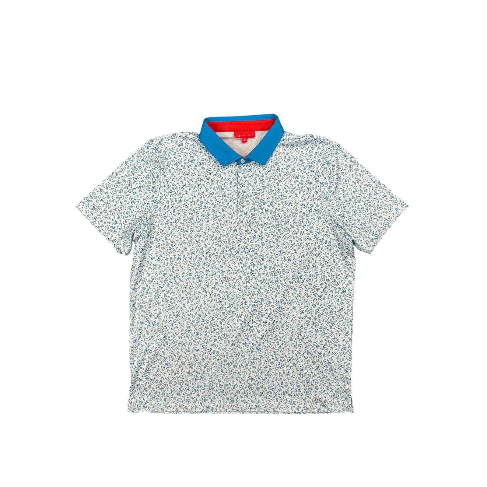 Redvanly Bendall Floral Golf Polo in Light Blue, White — Size XL // Preowned