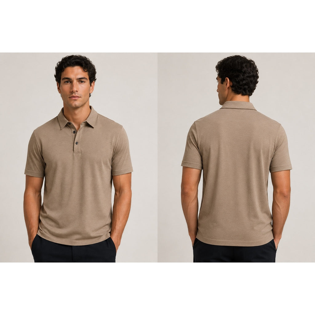 Theory Bron Foundation Jersey Polo in Tan — Size XL