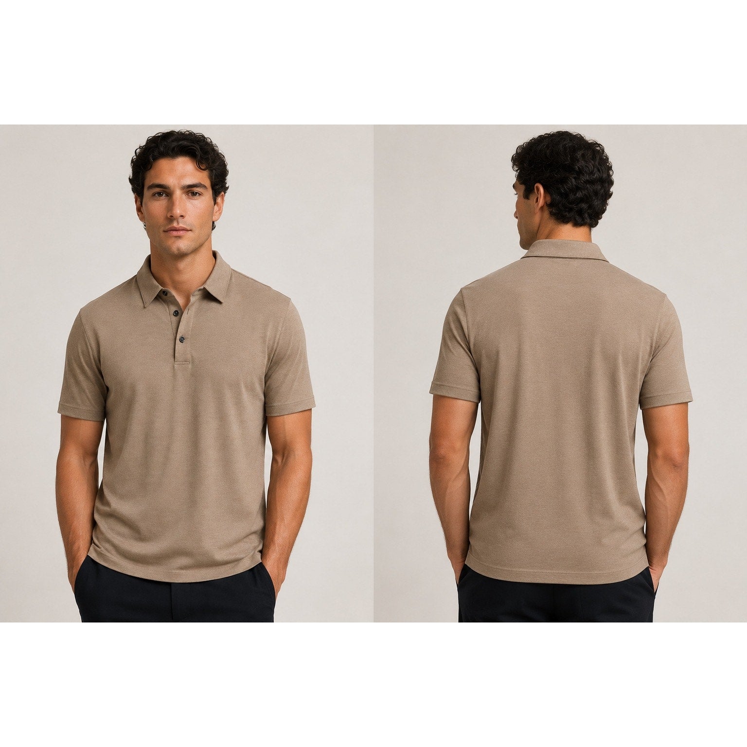 Theory Bron Foundation Jersey Polo in Tan — Size XL