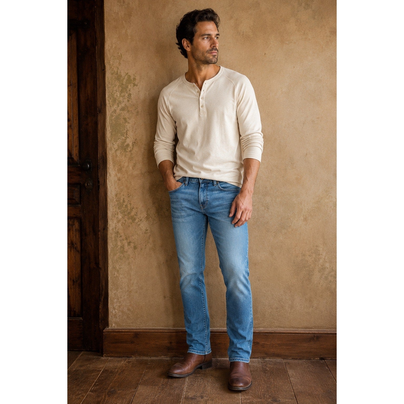 Seven7 Jean Co. Slim Straight Leg Premium Denim Jean in Light Wash — 32x32
