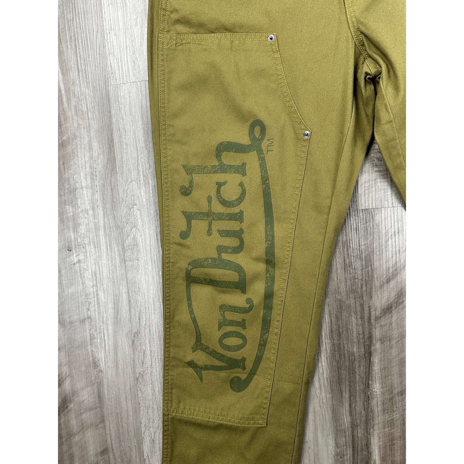 Von Dutch Straight Double-Knee Carpenter Pant in Sphagnum Green — Size 34