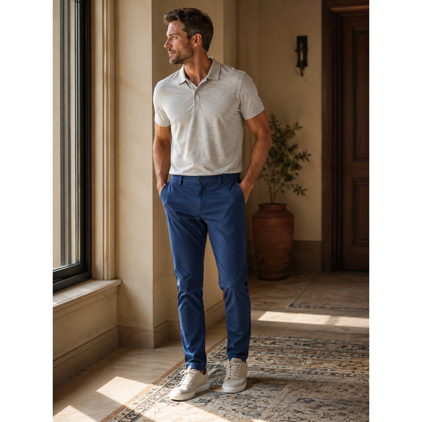 Rhone Slim Fit Commuter Pants in Navy Flex-Knit — Size 34 // Preowned