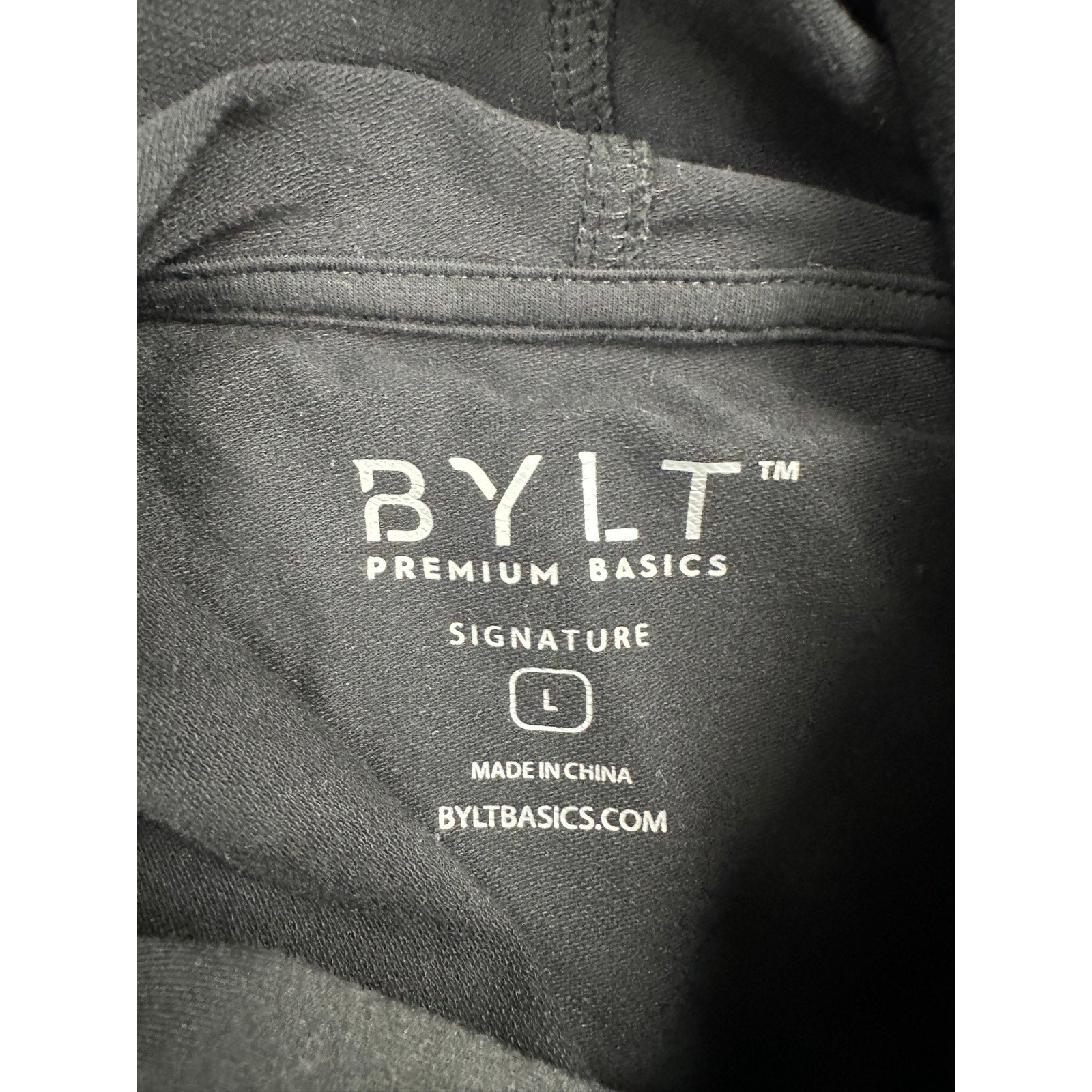 BYLT Signature Drop Cut Performance Hoodie in Black — Size Large // Preowned