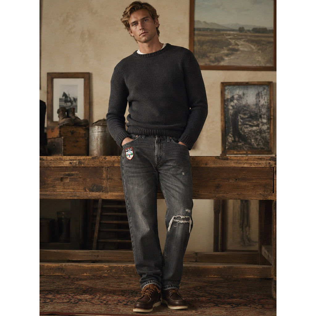 Polo Ralph Lauren The Hampton Straight Ski Club Distressed Jean in Washed Black — Size 29x32