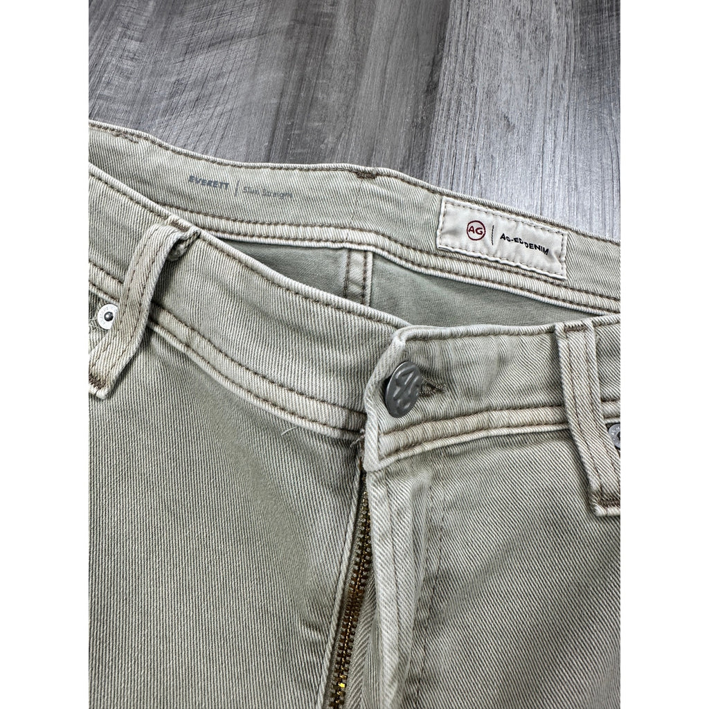 AG Adriano Goldschmied Denim Everett Slim Straight Jean in Beige Khaki — Size 36x32 // Preowned