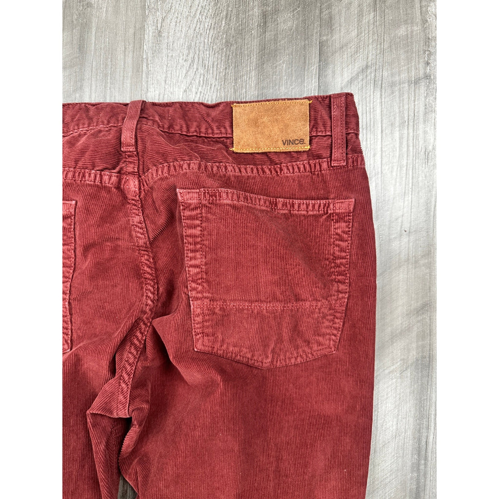 Vince Velvet Corduroy Skinny Fit Made in USA Button Fly Jeans in Brick Red — Size 34 // Preowned
