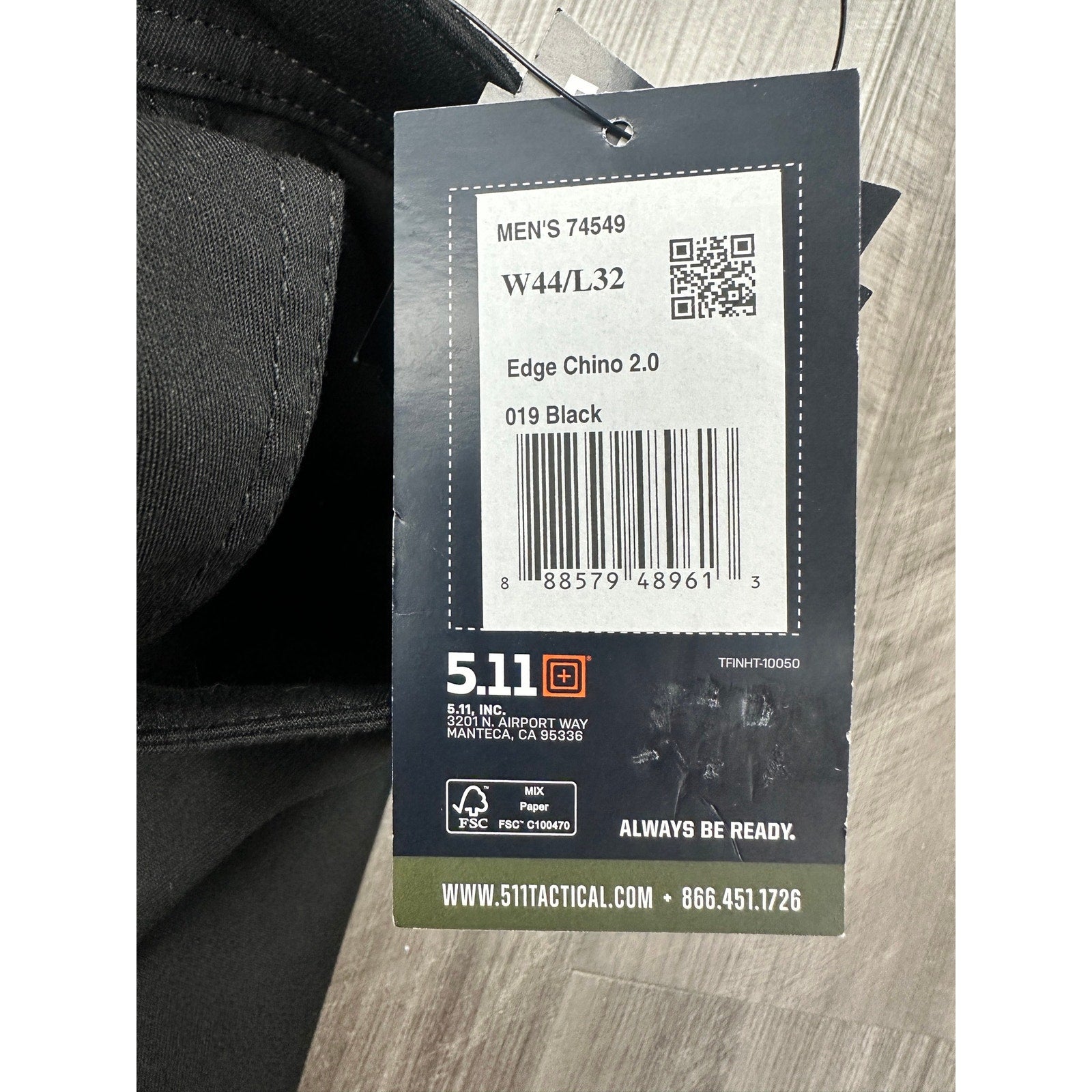 5.11 Tactical Edge 2.0 Straight Fit Chino Pants in Black — Size 44x32
