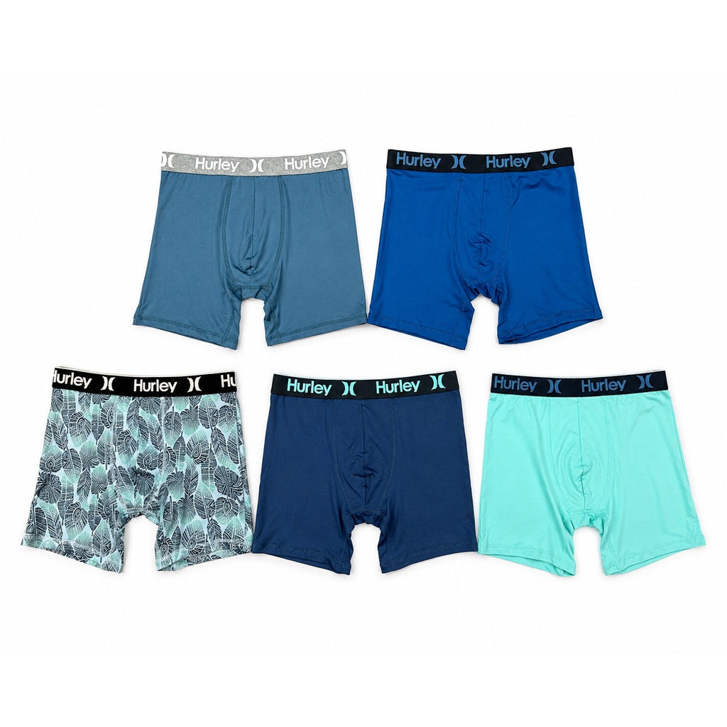 Hurley 6-Inch No Fly Pouch Sweat Wicking Boxer Briefs 5-Pack — Size Small