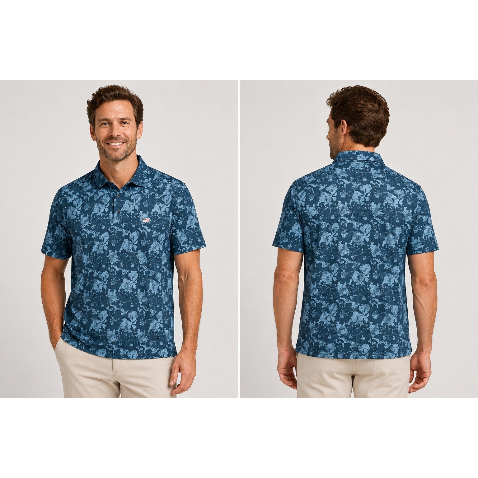 Travis Mathew Poolside Paradise Performance Jersey Golf Polo in Total Eclipse — Size Large