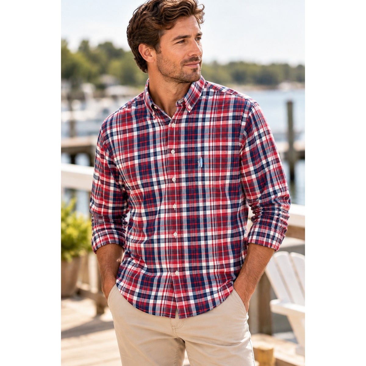 Johnnie-O Plaid Tweener Button Original Long Sleeve Button Down Shirt — Size Medium // Preowned