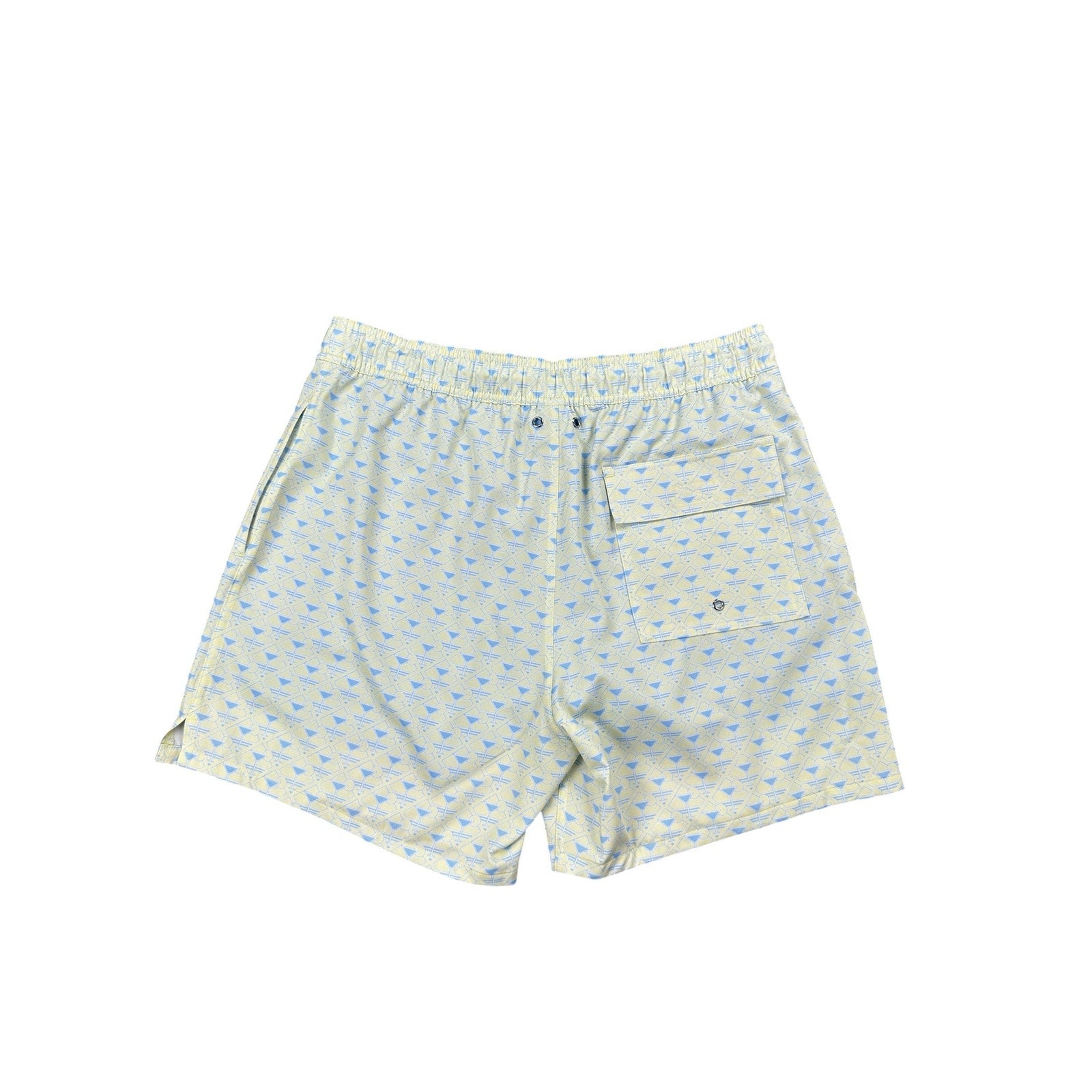 Robert Graham Martini Tower Swim Trunks in Yellow Light Blue and White — Size Medium