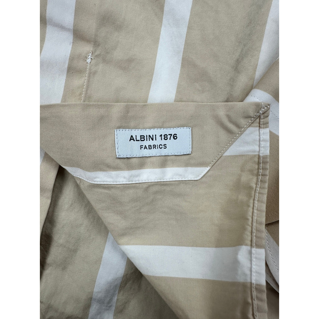 Suitsupply Albini 1876 Egyptian Cotton Extra Slim Fit Casual Long Sleeve Shirt in Tan and White — Size 14.5/15 // Preowned
