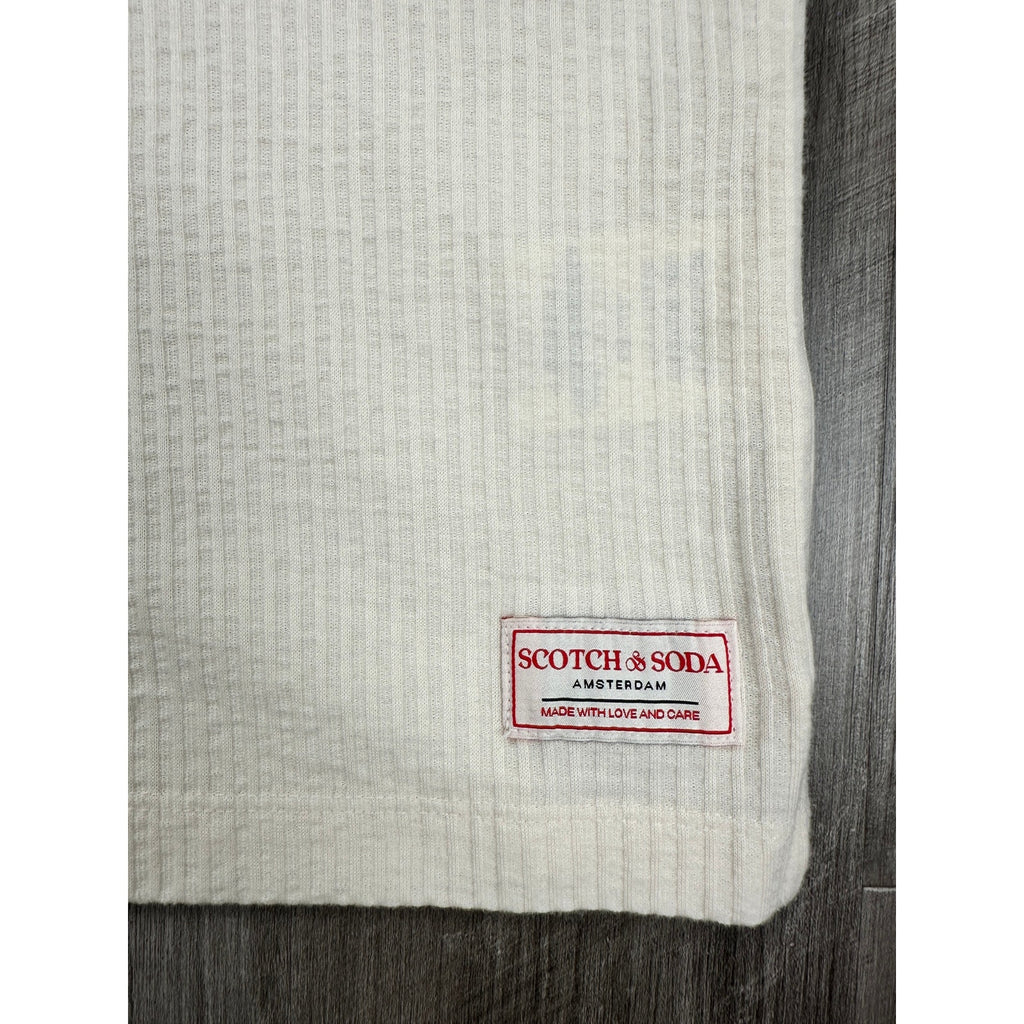 Scotch & Soda Rib Johnny Collar Pocket Polo in Egg Nog — Size Medium
