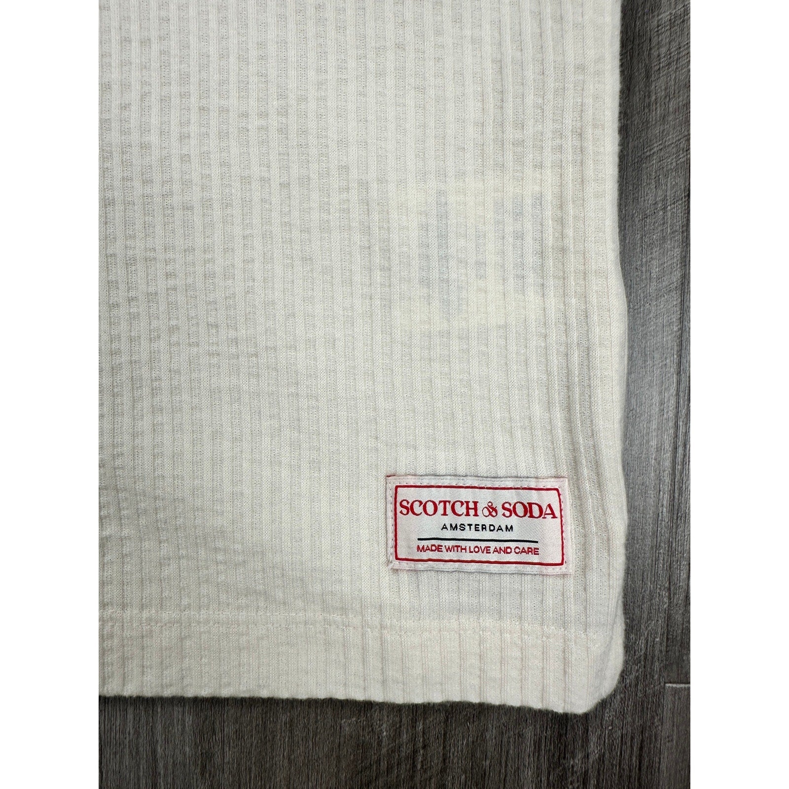 Scotch & Soda Rib Johnny Collar Pocket Polo in Egg Nog — Size Medium