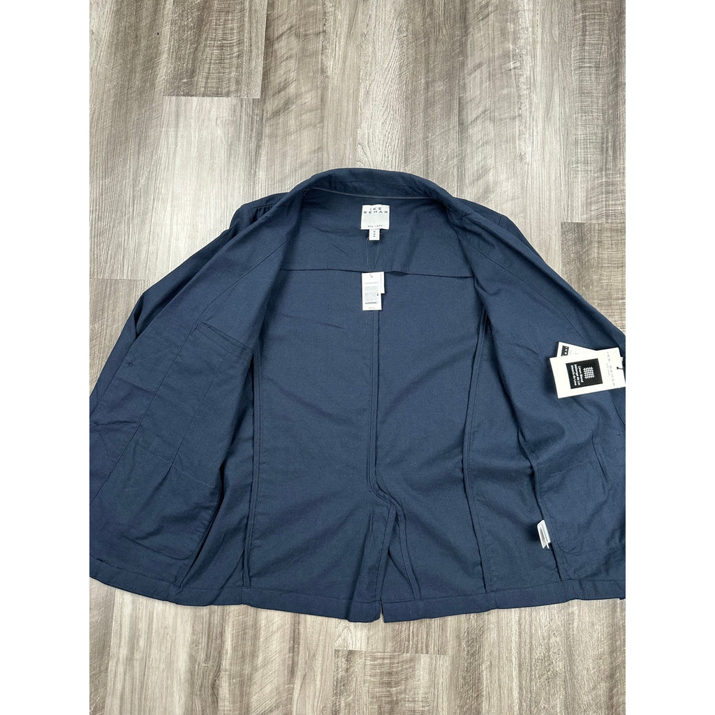 Ike Behar Unstructured Suit in Dark Navy Cotton Linen Spandex — Size Medium