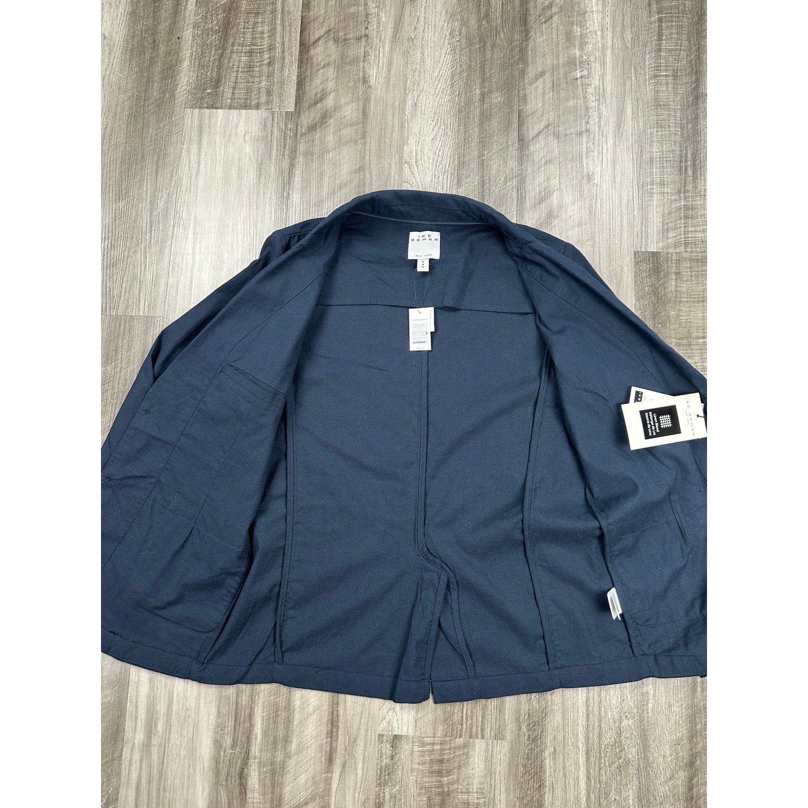Ike Behar Unstructured Suit in Dark Navy Cotton Linen Spandex — Size Medium
